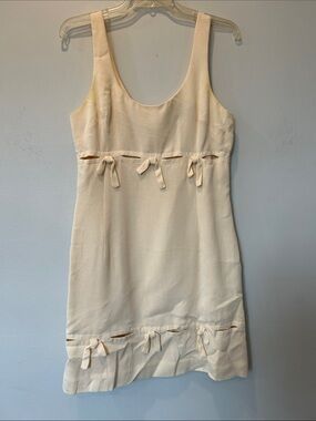 Nicole Miller Vintage 1993 Cream Tie-Detail Mini Dress -worn once needs cleaning